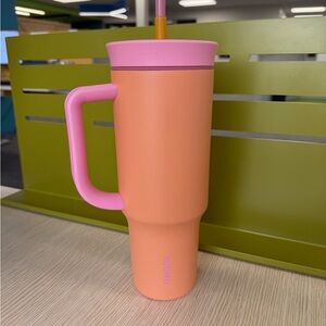 Pink and Orange Tumbler with Handle